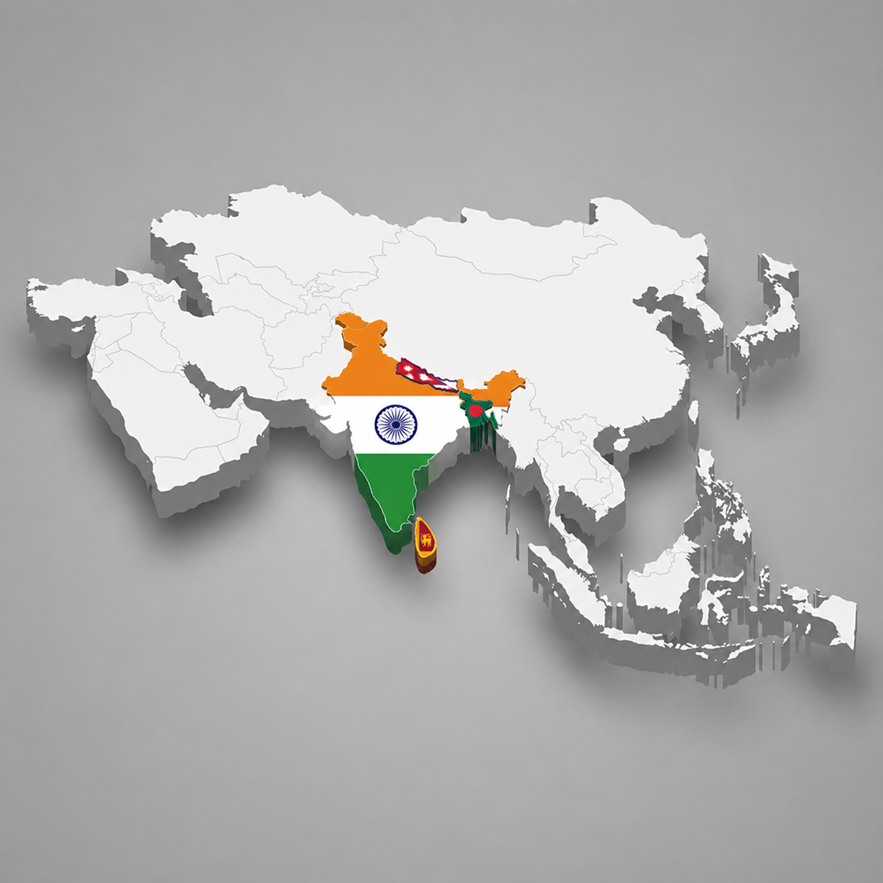 Nepal srilanka bangladesh map
